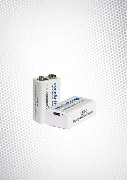 Akumulatory 9 V everActive z gniazdem USB-C